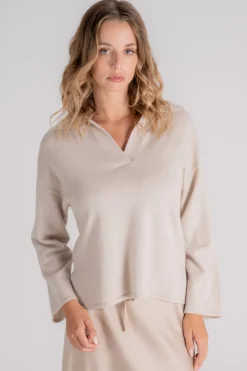 Polo cachemire beige