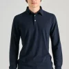 Polo manica lunga cotone blu