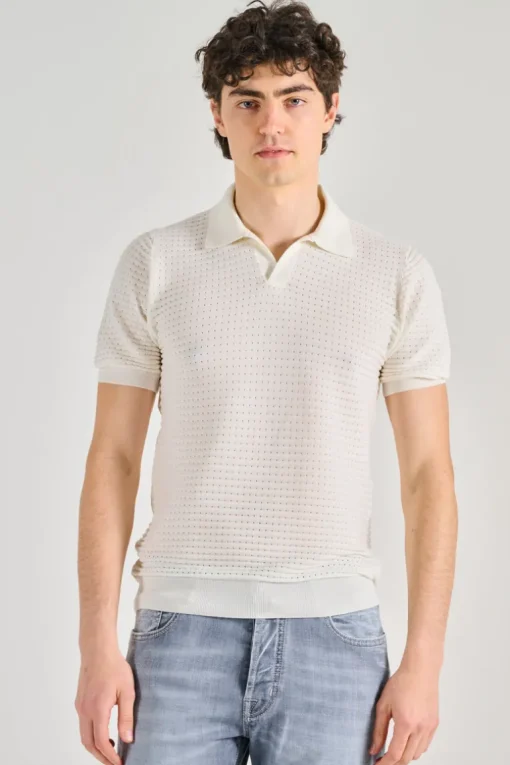 Polo nido d'ape cotone bianco
