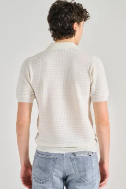 Polo nido d'ape cotone bianco