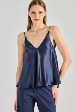 Top marina cotone blu