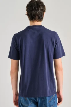 T-shirt main cotone blu